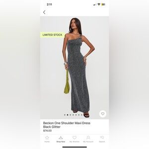 Black Glitter One Shoulder Gown for Wedding Guest or Event